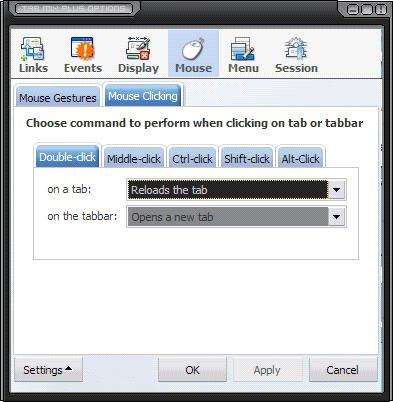 TAB MIX PLUS: MOUSE MOUSE CLICKING - on a tab Performs a given command when double clicking on the Double-Click - on the tab bar tab or tab bar.