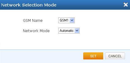 Figure 8: GSM Settings Figure 9: Network Selection Mode Network Selection Mode GSM Name- User can select GSM span for which network mode is to be selected.