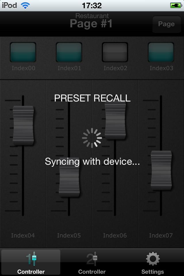 4. Controller Screen NOTE The following message is shown whenever a preset is being recalled from an MTX