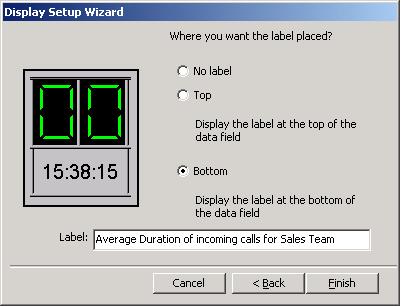 The Display Setup Wizard appears. 2. The available field options are: Marquee: Displays a horizontally scrolling text message; LED: displays the message in digital layout. 3.