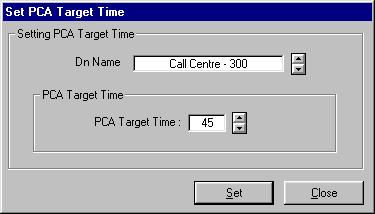 PCA Target Time This option allows you to set PCA (Percentage of Calls Answered) Target Time for any directory number within the Telephone switch.