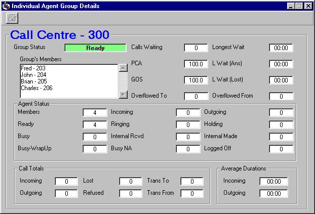 Individual Agent Group Details To display summary information for a group, right click the group, the Individual Agent Group Details screen appears.