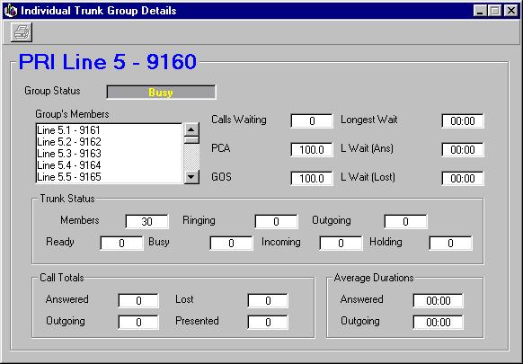Individual Trunk Group Details From Trunk Group Monitor screen, to find out detailed information about a group, click (using the right hand mouse button) the group.