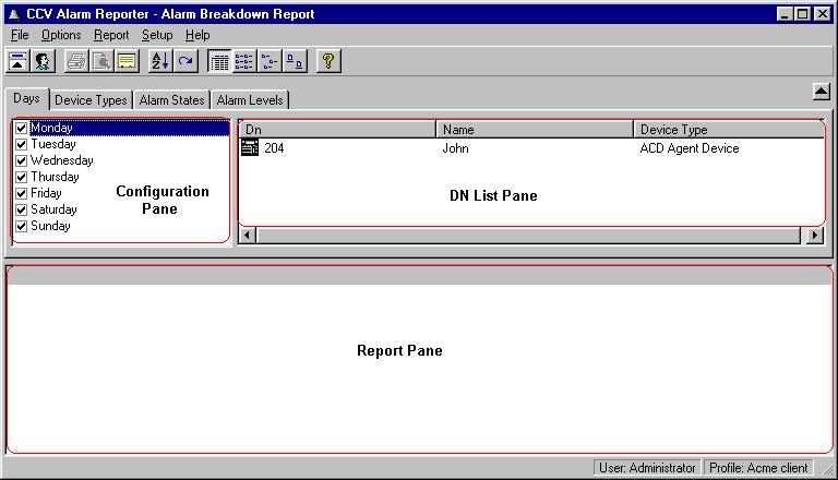 Starting the CCV Alarm Reporter Before starting the Call Center View Alarm Reporter, you must ensure that you have enabled the CCC User Access with Administrator rights.