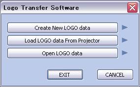 Select a method to create the LOGO data After the connection between the computer and the projector is established, the following screen will appear.