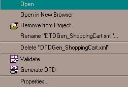 Figure 9: Right-click menu on a.xml file Choose Validate. JBuilder will validate that your.