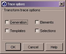 The Default Stylesheet button allows you to apply a default stylesheet. The Set Trace Options button, when clicked, brings up a window that allows you to set different trace options for your.