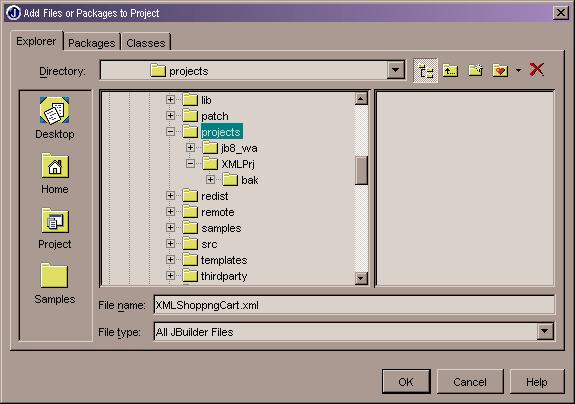 Figure 2: Dialog box for XMLShoppingCart.xml creation Click OK. A blank.xml file is created. Copy and paste the following text (Figure 3) into your newly created XMLShoppingCart.xml file. Make sure to save this file to your XMLPrj directory.