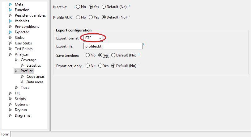 BTF export format for profiler added.