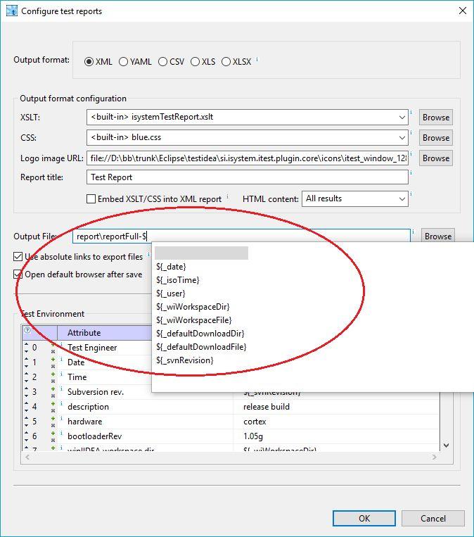 Host variables in test report file name Host vars can be used in test report file name.
