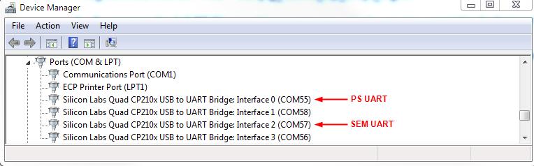 3. Set up the UART driver and select the COM port: a.