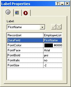 Select EmployeeList from the Recordset field drop-down. b. Select FirstName from the DataField field drop-down. This will be the field displayed. 3.