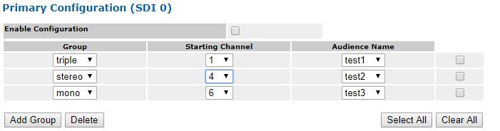 Chapter 6: Spectrum I/O channel configuration c. From the Audience Name drop-down menu, select the audience name for that group. Note that the options in this menu are populated from the license.