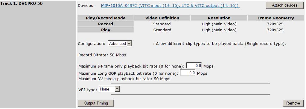 Configuring video tracks If you select Simple, the Player records and plays back a single type of clip only. No other configuration is necessary.