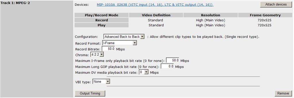 Configuring video tracks Configuring audio tracks on page 246 Creating a DV MPEG SD Player You can configure a Player, which can play DV and MPEG video tracks back to back. 1.