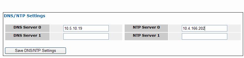 Configuring network settings Figure 2-1: DNS/NTP Settings IMPORTANT: You must designate a fully-functioning and properly-configured NTP server for the Spectrum video server.