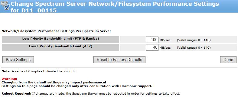 Changing network and file system performance settings 2.