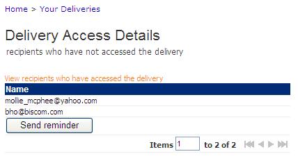 B. View delivery access status. Click the hyperlink to see the Delivery Access Details (Figure 36).