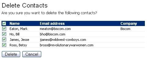 Deleting Contacts Figure 65: Update Contact page 1. From the Contacts list (Figure 63), select the checkboxes next to each contact you wish to delete and click the Delete button. 2.