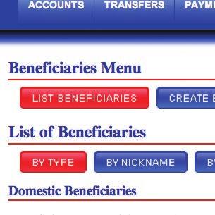 creation of a payee before a payment can be made The Beneficiary home screen displays a list
