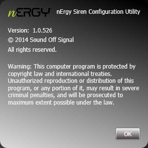 DOCUMENTATION The nergy Siren Configuration Utility contains the documentation for the control panels embedded within the application.