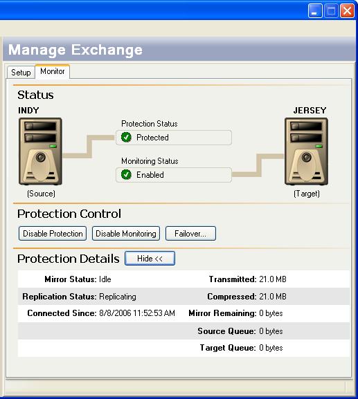 Enabling Protection for a Server Based on the current protection status, the Enable/Disable Protection button (on both the Setup and Monitor tabs) and menu options will be updated to display the