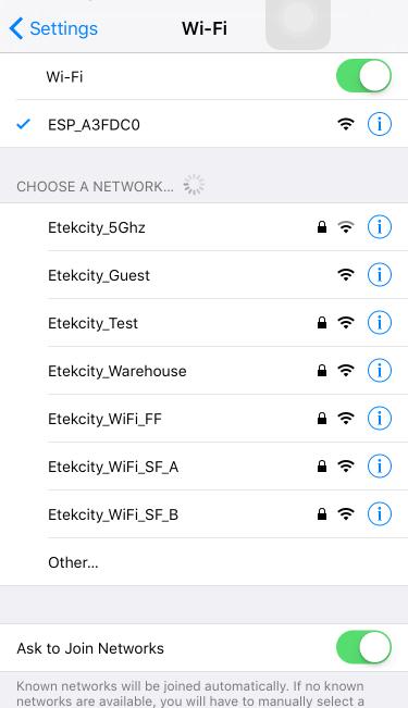 4. Navigate to your list of available Wi-Fi networks and connect to ESP####.