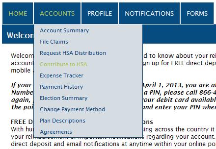 3.3 Contributions (Deposits) You can contribute funds into your HSA electronically through your online account or via mailing the HSA Contribution Form with a paper check or money order.