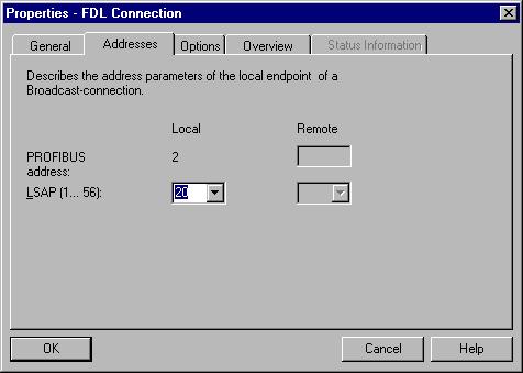 7 Configuring FDL Connections / Programming the SEND/RECEIVE Interface Addresses Tab - Unspecified FDL Connection An unspecified FDL connection can be used in two ways: Connection to a remote station