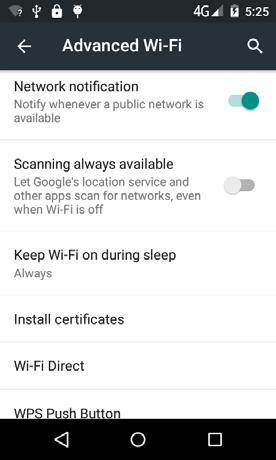 type. You can also click Advanced Wi-Fi in the menu to set other advanced options about WI-Fi.
