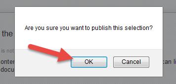After selecting Embed, click the Publish button. Google will confirm that you want to share the document online by asking, Are you sure you want to publish this selection?