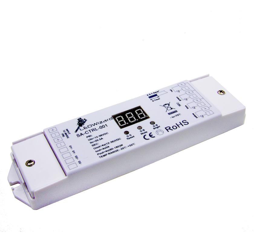 The ichroma to RGB-W LED controller works as a DMX Decoder, or as a standalone RGB controller when no DMX signal is present.