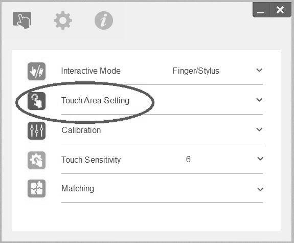 Follow these steps if you have OR A double panoramic system with two PCs A triple panoramic system 1 Touch Area settings 2 Calibration Select Touch Area Setting and choose Auto from the drop-down
