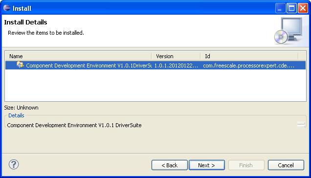 Figure 8. Install Details Screen Component Development Environment 8.