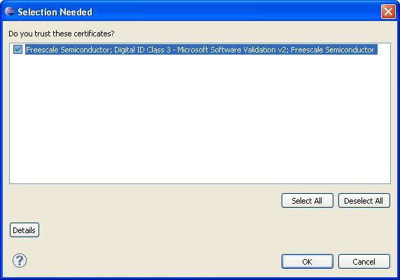Figure 10. Certificate Selection 11. Click Restart Now in the Software Updates dialog box to restart Eclipse (Figure 11). Figure 11. Certificate Selection 3.