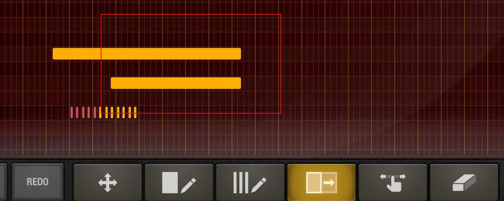 WORKING WITH STEP EDITOR Tools 2/2 RESIZE - Simple resize: Simply touch a note and drag left / right - Multiple resize: First, select multiple notes by