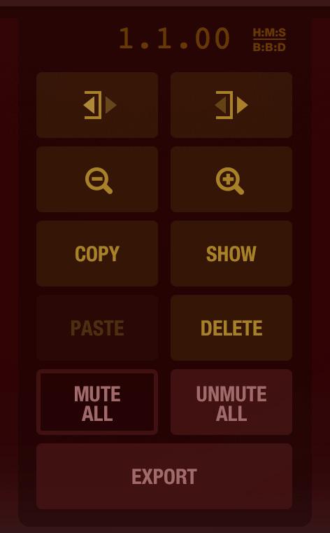 SONG MODE The Editor Panel Playhead Position Timecode Format Switch Switch between Bar:Beat:Division and Hour:Minute:Second displays Reduce Pattern Length Reduce the length of a pattern on the