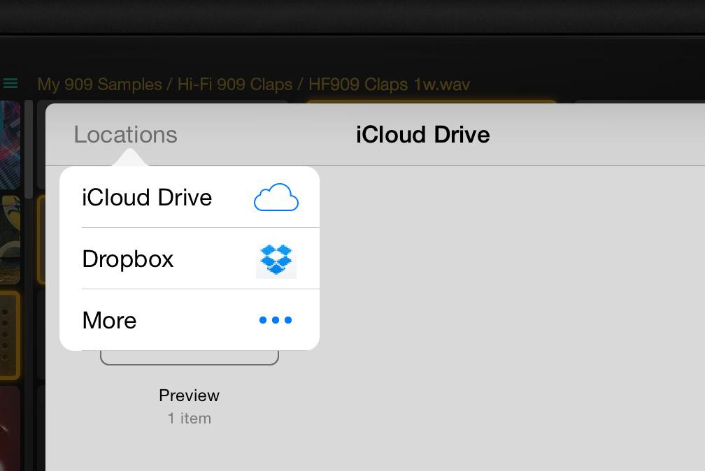 USING THE BROWSER icloud File Management BeatHawk supports file import and export from Apple s icloud and icloudsupported services such as Dropbox, Google Drive