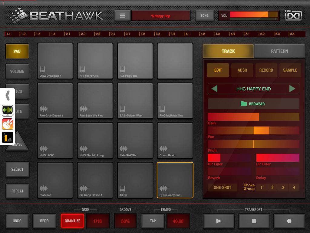 In GarageBand, selecting BeatHawk as an audio source is done through the input menu. AudioBus BeatHawk is fully AudioBus compliant.