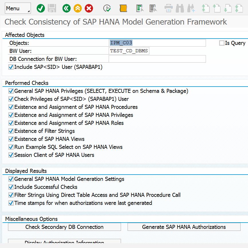 SAP HANA Model Generation Check prerequisites Transaction RS2HANA_CHECK allows you