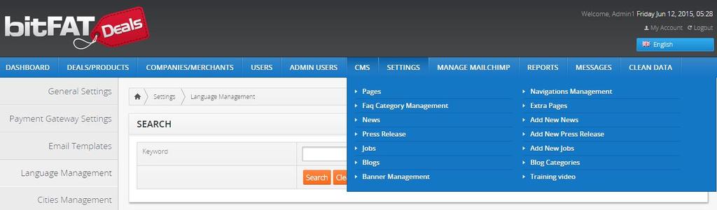 CMS Content on the website can be easily manageable by using CMS tab provided in the backend area.