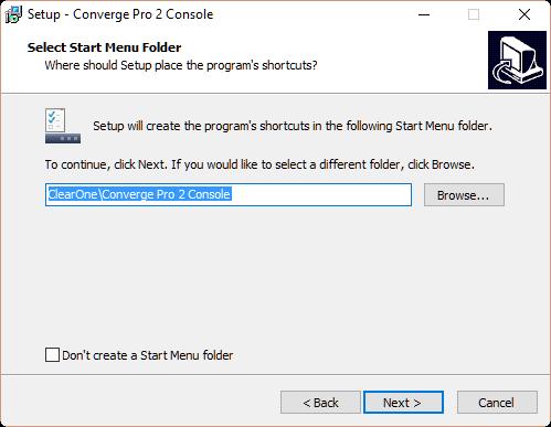 The Select Start Menu Folder screen appears: 5.