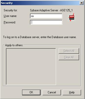Restore How the Sybase Adaptive Server Security Works When you browse a server, Arcserve Backup begins communicating with the agent. The Security dialog opens, prompting you for security information.