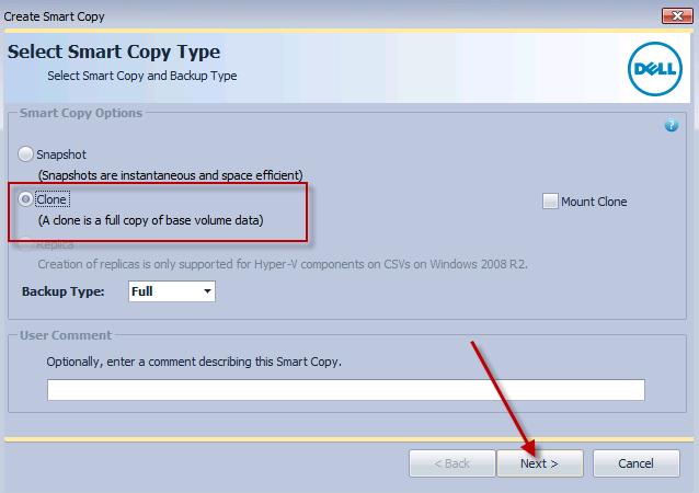 3.3.3 Using ASM/ME to create Smart Copy Clone A Smart Copy Clone can be made of the virtual machine and is a full volume copy.
