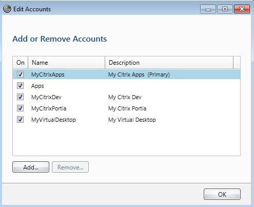 When receiver opens any existing account configuration for resources will be displayed in the window.
