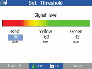 Set Up the Tester Change the Thresholds for the Colors in Bar Graphs The colors of bar graphs show you if the signal strength, noise, and signal to noise ratio are above or below specified thresholds.