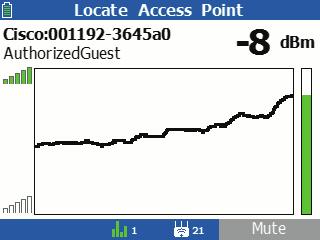 Locate an Access Point A C E F G B D D A gauge that shows the signal strength at the current time. The bar is gray if the tester cannot hear the access point.