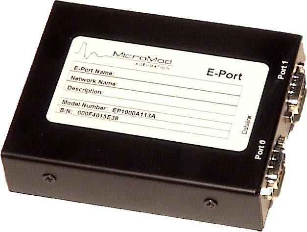 EP1000 A E-Port Communications Gateway Micro-DCI Datalink to Ethernet Gateway supports DataLink on TCP/IP Supports all Micro-DCI controllers and auxiliary devices Supports redundant gateways Allows