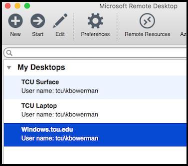 Microsoft Remote Desktop Choose the + icon labeled New