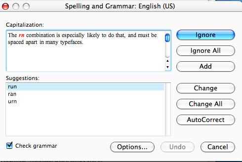 Using the Spelling and Grammar Command 1. When you click SPELLING AND GRAMMAR on the TOOLS menu, the SPELLING AND GRAMMAR checker displays. 2.